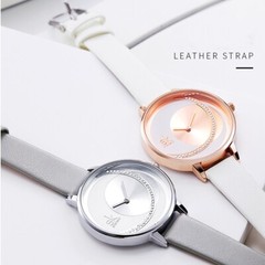 30 m Waterproof Round Moon Woman`s Stylish Wrist Two-Piece Strap Quartz Watch