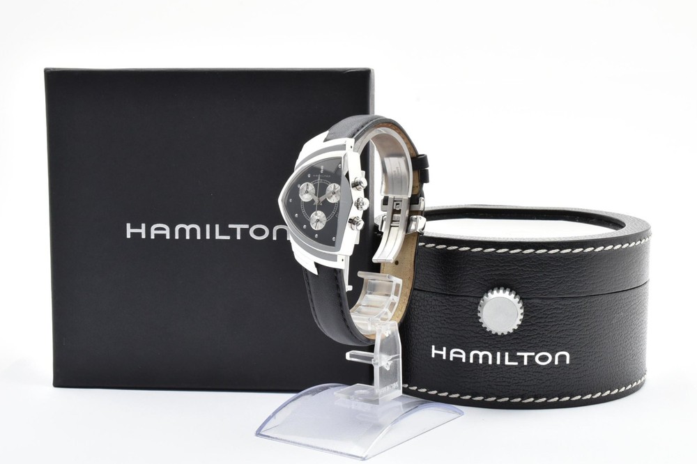 ▶️ HAMILTON Ventura H244121 Quartz Chronograph Black Dial Men’s Watch Swiss Made