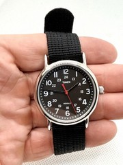 Timex Weekender T2N6479J 38mm Black Dial INDIGLO Nylon Watch | New, No Box
