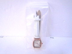 BRES Women’s Watch square quartz rose gold-tone case and white strap.