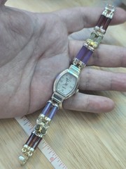 Vtg Main Line Time Sterling Silver 925 Multi Color Jade Bracelet Watch 7.5″ LTO