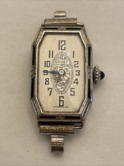 Gruen 14k White Gold Reinforced With Metal Art Deco Wadsworth Case 15j Tank EUC