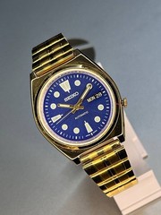 Vintage Refurbished Seiko Automatic Blue Dial Day Date Men Wrist Watch 36MM