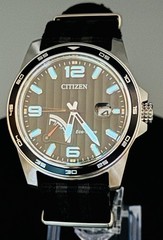 Citizen Eco-Drive Watch PRT Power Reserve Black Dial Original Nylon AW7030-06E