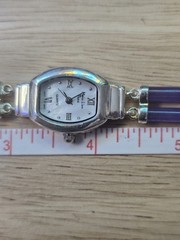 Vtg Main Line Time Sterling Silver 925 Multi Color Jade Bracelet Watch 7.5″ LTO