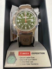 Timex Expedition Men’s Green Dial Quartz 38mm Brown Leather Strap Date 50m