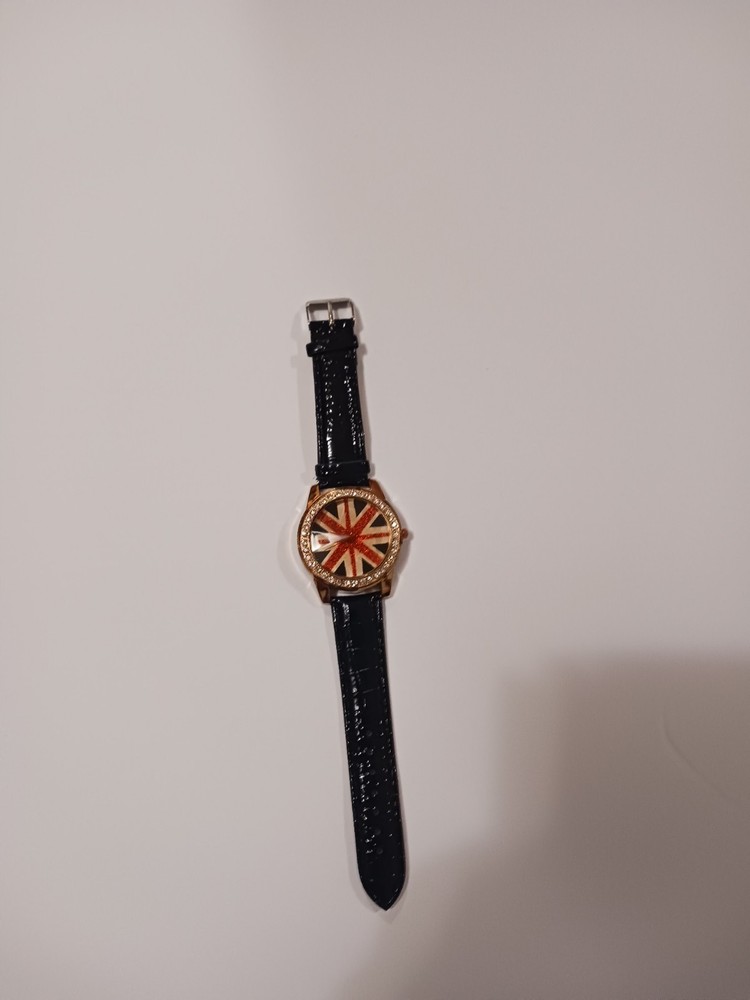Fashion Bracelet/Watch with Glossy Black Faux ‘Leather’ Animal Print Band NWOT