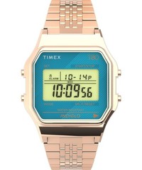 Timex TW2U93600 Unisex Watch Gold-tone Case & Band, Blue Digital Display