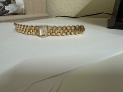 Dolce Gabbana D&G barrel yellow gold tone watch adorn with crystals 23mm