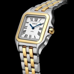 Emboss Opera Women’s 34mm Square Watch, Two-Tone, Swiss Movement, Sapphire, 100M