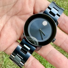 Movado BOLD Dark Blue Ceramic Dark Blue Dial 36mm Watch MB.01.3.14.6037 NEW BATT