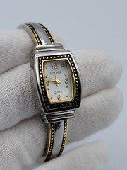 Studio Time Women Watch 19mm Barrel Dial Two Tone Hinged Band 6.76″, Runs