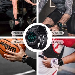 Men’s Military Digital Watch LED Screen Sports Large Face Wristwatch Waterproof