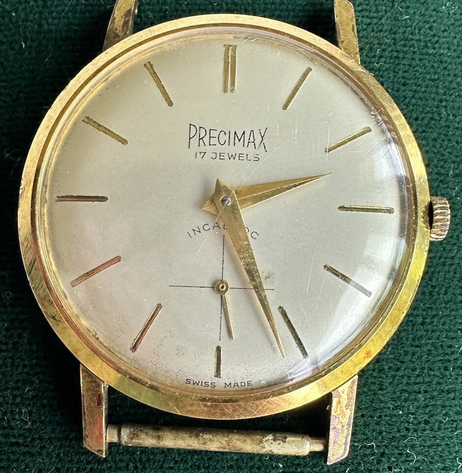Precimax Swiss 17 Jewels 7081 Incabloc Mechanical Watch Works !