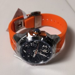 Invicta Celestial Adamastre Skeleton Automatic Orange Silicone Strap Carbon Box