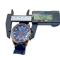Mini Focus Men’s 45mm Watch 0218G Tachymeter Date Rose Gold Tone New Batt Works