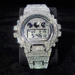 18K Gold IPS Plated LED Digital Hip Hop Bling Ice out Mens Watch Iced Cz Diamond