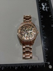Animal Pattern Dial Crystal Bezel Rose Gold Tone Case 41 mm Link Band Watch 8 In