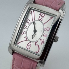 VTG Wilson Leather Quartz Watch Unisex Silver Rectangle Japan Analog New Battery