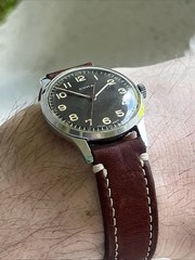 Cyma Military Watch Red Seconds Brownie Pilot Vintage Manual Wind WWII Pilot