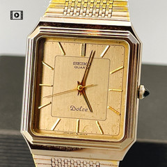 Vintage 1981 [Exc+4] Seiko Dolce 5931-5490 29mm Gold Dial Qz Men’s Watch