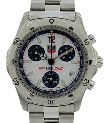 Tag Heuer 38mm Men’s GP USA 2000 Series LE 51/800 White Dial Watch- Ref: CK111A!