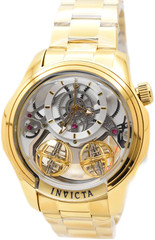 Invicta Specialty Twin-Axis Men’s 46mm Quartz Watch Gold Skeleton Dial 48900