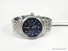 NEW Michele Silver Diamond CSX 39 Black MOP Chronograph Watch MWW03D000053
