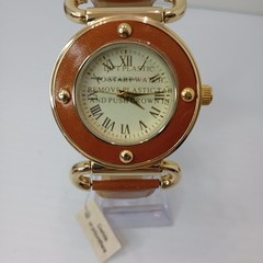 Isaac Mizrahi Live Women’s Gold-Tone 38.8mm Leather Strap Watch NOS New Battery