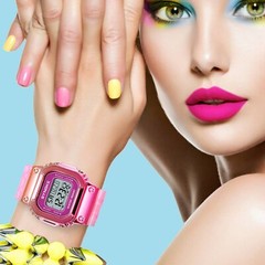 Reloj Digital Para Mujer Diseño De 2 Colores LED Resistente Al Agua Deporte Moda