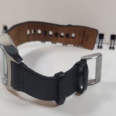 Lucky by Dingbats Rectangle Stainless Case Black Leather Strap Quartz Watch
