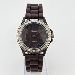 38MM Women’s Watch Dark Brown Dial Dark Brown Plastic Bands NEW Battery