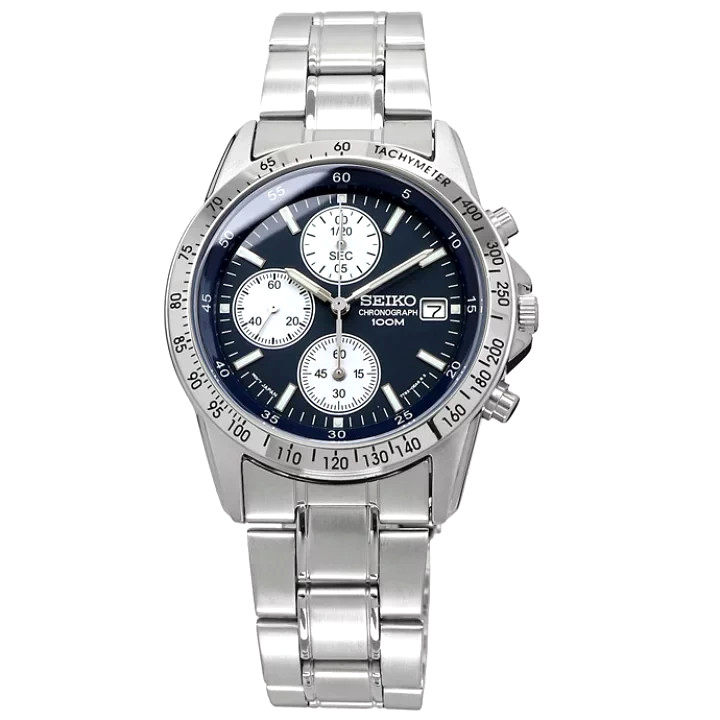 SEIKO Chronograph SND365PC Dark Blue Men’s Watch Authentic Stainless NEW JAPAN