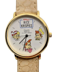 NEW Vintage Kellogg’s Rice Krispies Quartz Wristwatch, Leather Strap New Battery