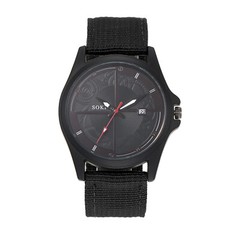 Mens Military Sports Woven Nylon Strap Simple Calendar Quartz Analog Wrist Watch