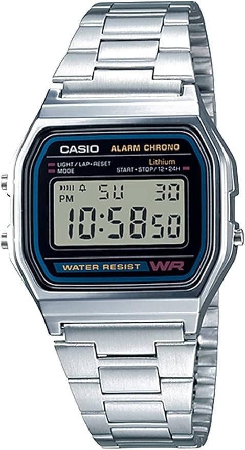 Casio A158W-1 Men’s Digital Watch Stainless Steel Bracelet Alarm Chrono LED