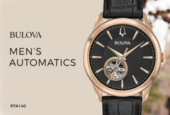 Bulova Automatic Classic Wrist Watch For Men Black Leather Strap