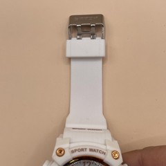 SANDA Sport Watch Digital Analog White Resin Chronograph Alarm Water Resist