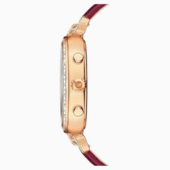 Swarovski 5416701 Era Journey Crystal Rose Gold Dial Red Leather Strap Watch NWT