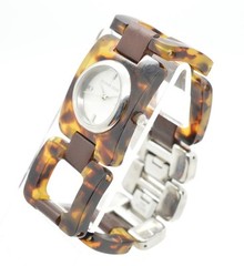 Women’s Michael Kors MK-4147 Watch Amber Tortoise Link Bracelet Silver Works!