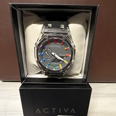 Activa ACW2100-005 Quartz 44mm Clear Case Black Rubber Strap 50m Alarm Date