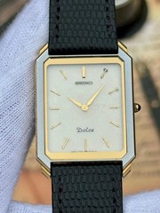 Vintage Seiko Dolce Tungsten Tank Two Tone Quartz Men’s Watch 7740-5010