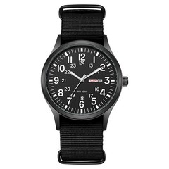 Durable Field Watch Easy Read Dial 24H Display Nylon Strap Quartz Movement