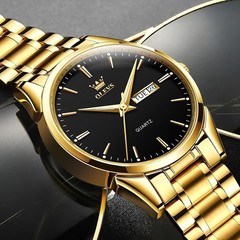 Elegant Gold & Silver Analog Quartz Watch for Men – Scratch Resistant Waterproof