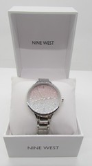 NEW Nine West Silver & Pink Ombre Glitter Women’s Wrist Watch