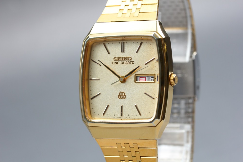 Vintage 1983 N MINT SEIKO King twin Quartz 9443-5020 Gold Kanji Dial Men’s Watch