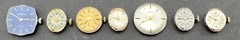 Lot of 7 Mechanical (Manual) Watch Mechanisms, Various Brands