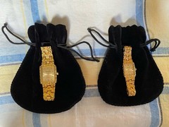 New Unused Pair Futura Men & Woman His & Hers Gold Nugget Quartz Watch Japan Mov