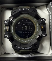 ACTIVA ACW8050 Digital Sport Watch Green/Black Resin Strap Alarm Blue Backlight