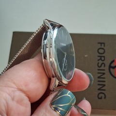NIB Forsining T-Winner Silvertone Mens Watch.Hand Wind Mechanical ,Mesh Band.